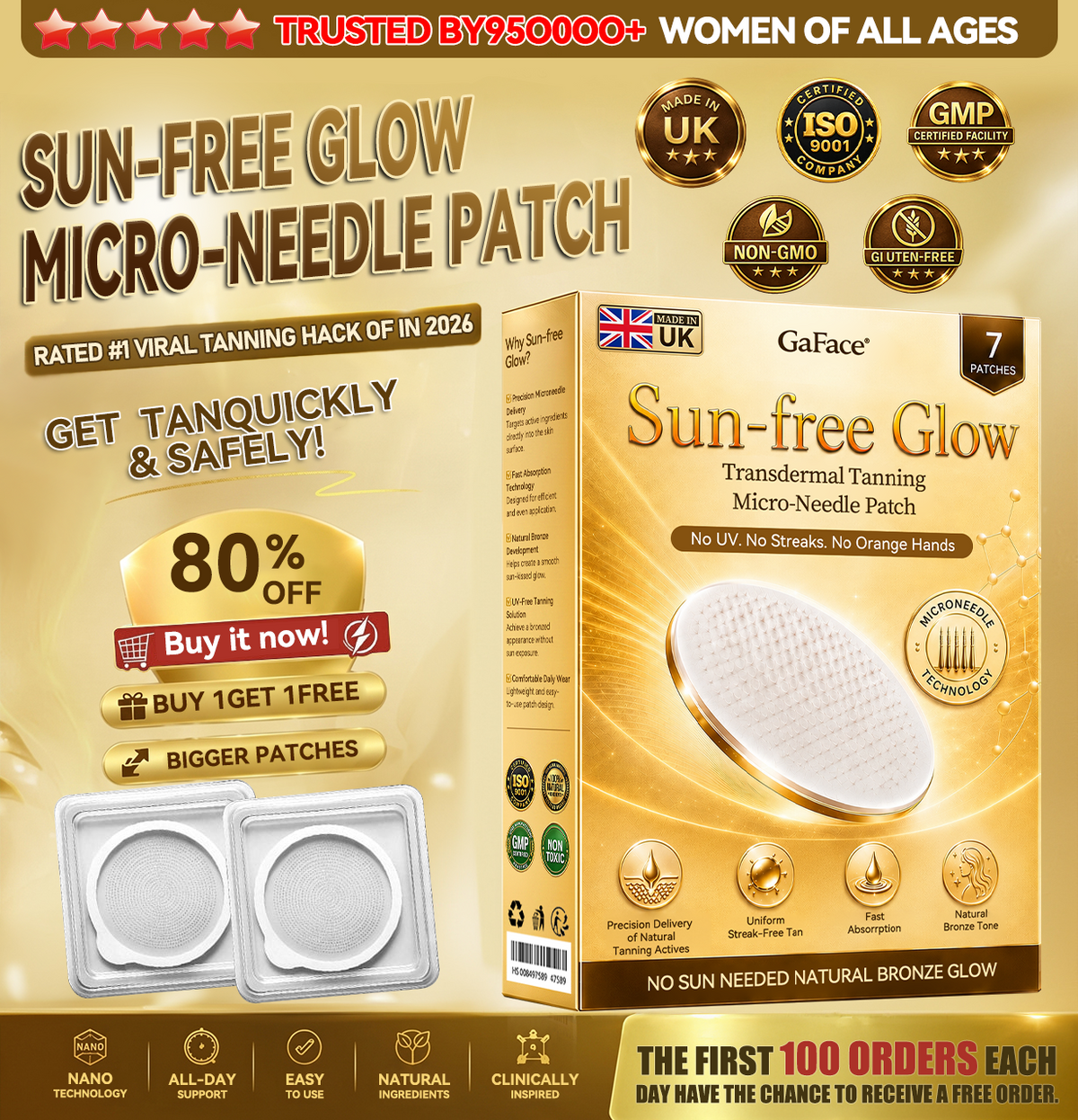 𝗚𝗮𝗳𝗮𝗰𝗲®☀️ 💎Sunless Natural Glow Transdermal Tanning Micro-Needle Patch