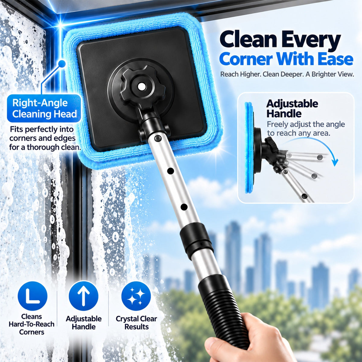 All-In-One Magnetic Window Cleaner🔥 — Dual-Sided Cleaning, Washable Pads for Home & Car | One Kit, Cleaner Glass, Less Effort 💎