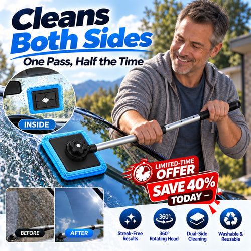 All-In-One Magnetic Window Cleaner🔥 — Dual-Sided Cleaning, Washable Pads for Home & Car | One Kit, Cleaner Glass, Less Effort 💎