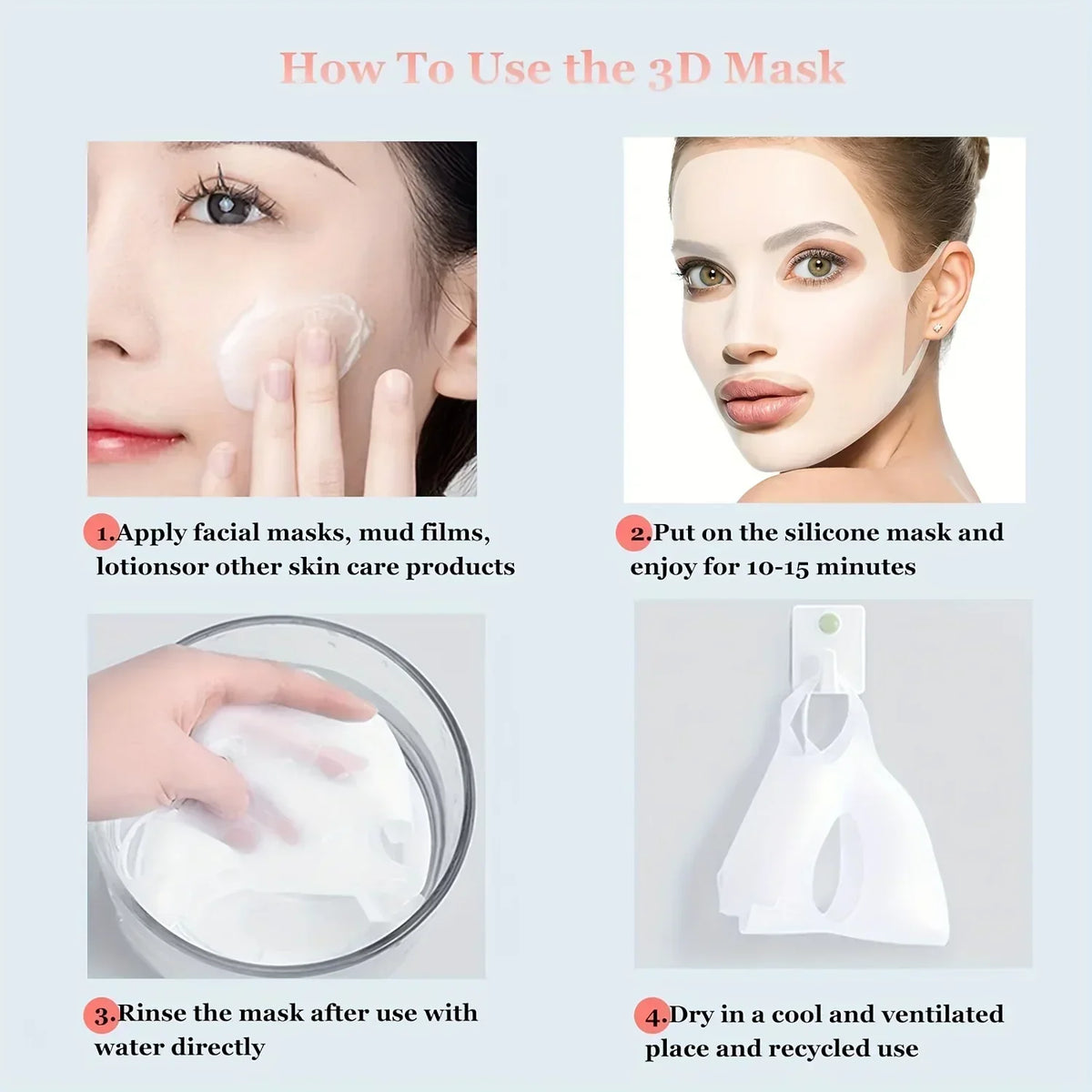 1pcs Silicone Facial Mask Moisturizing Mask Cover Anti-evaporation Beauty Facial Tool Reusable Mask Fixing Cover